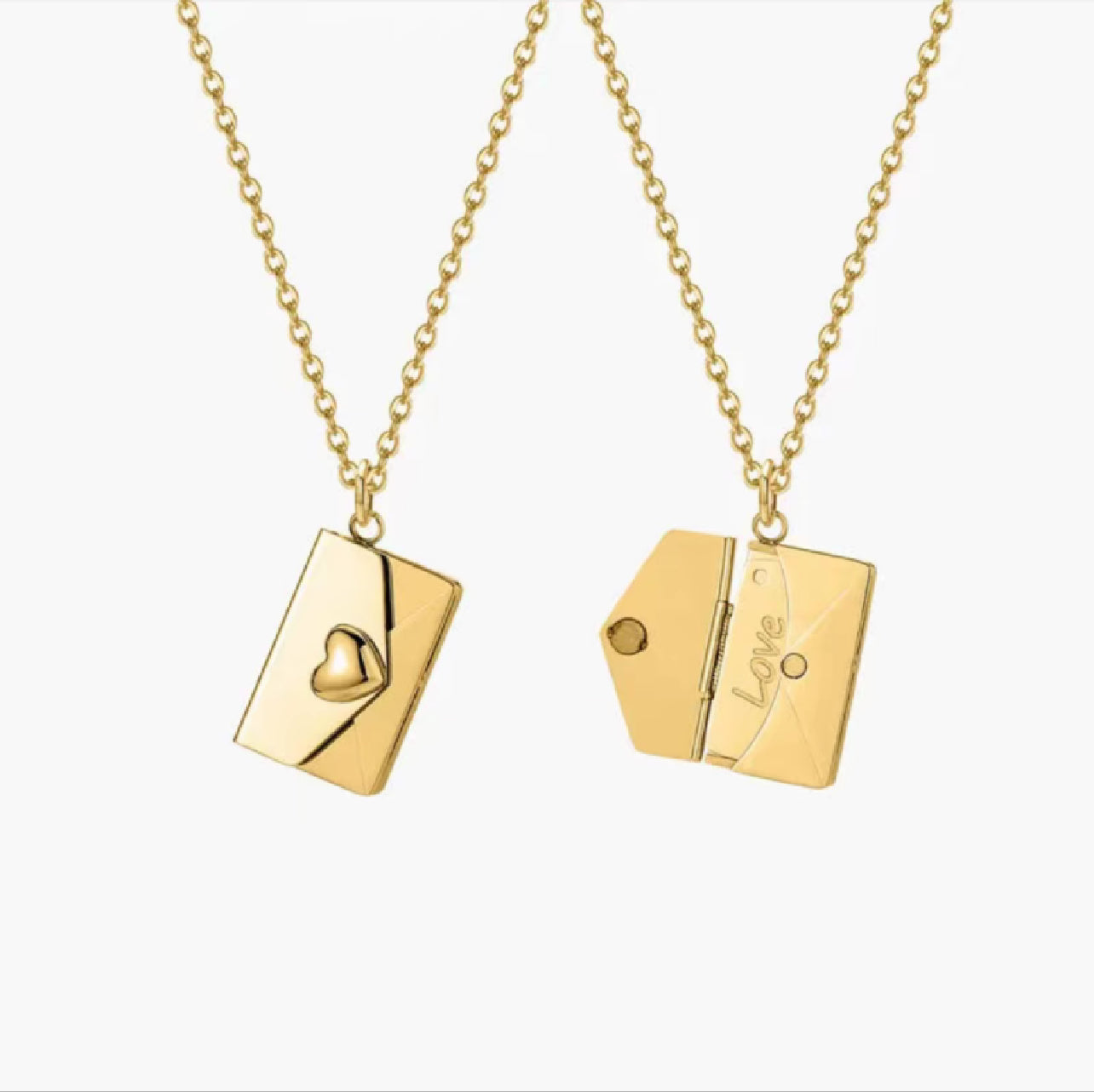 Collier Pendentif Enveloppe "I Love You" en Acier Inoxydable