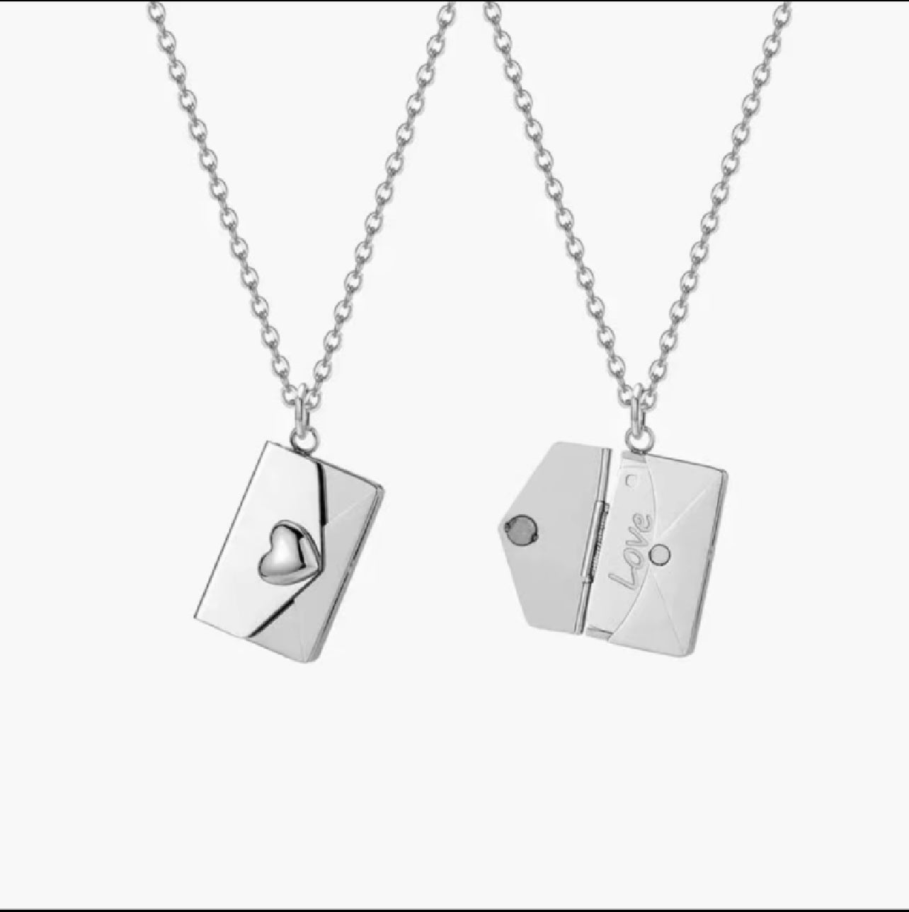 Collier Pendentif Enveloppe "I Love You" en Acier Inoxydable