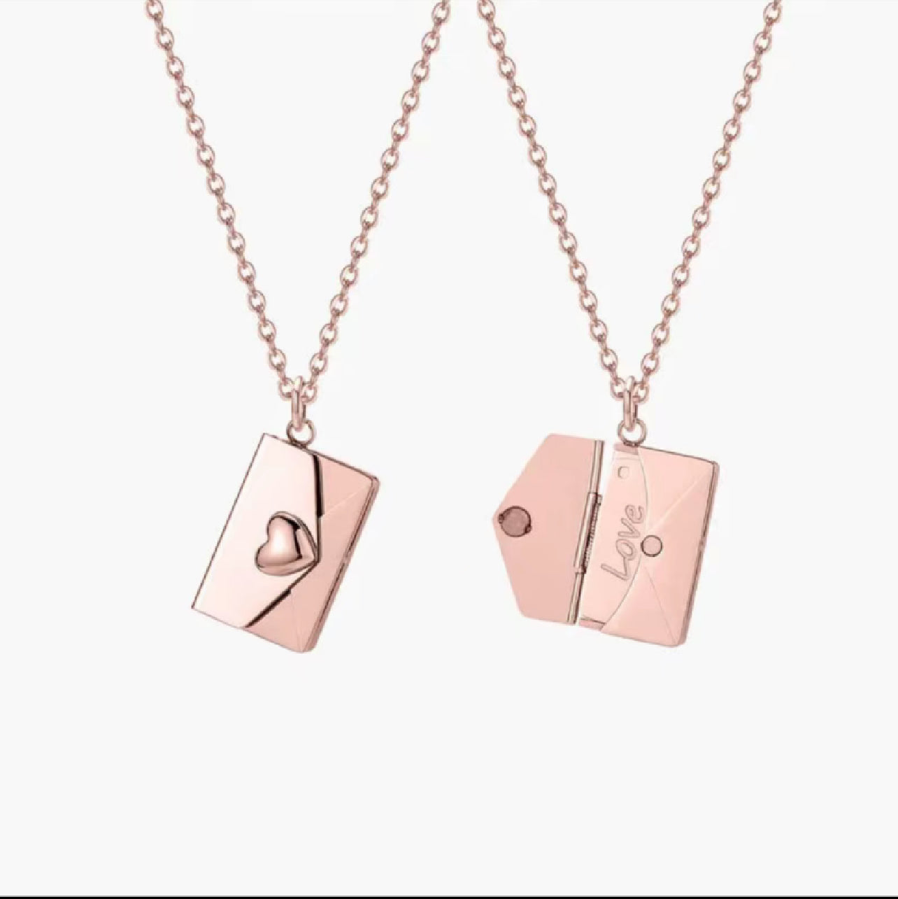 Collier Pendentif Enveloppe "I Love You" en Acier Inoxydable